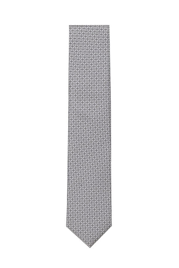 Dolce Punta Grey Dotted Silk Necktie