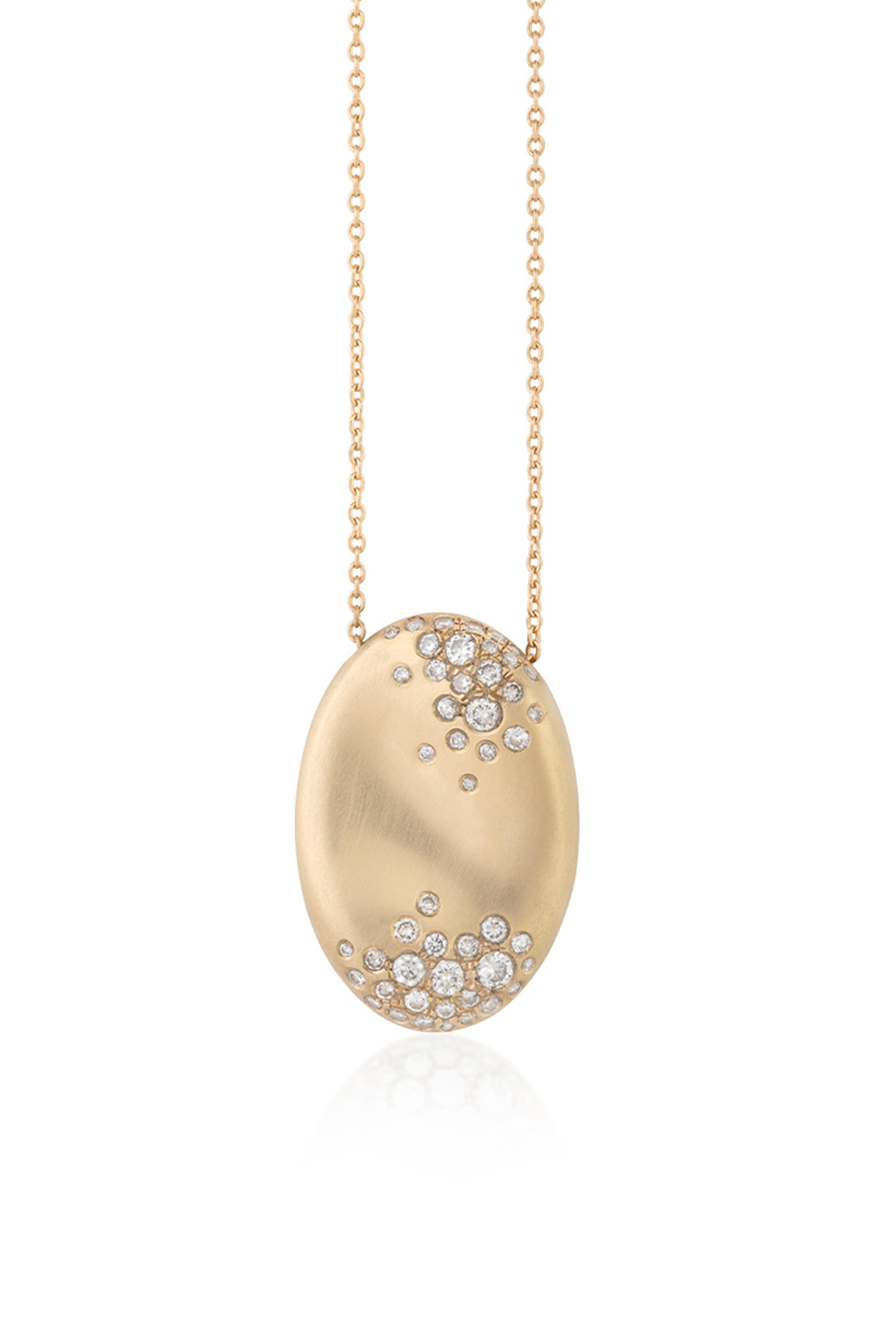 Nada Ghazal - 18k Yellow Gold Muse Storm Winter Oval Necklace