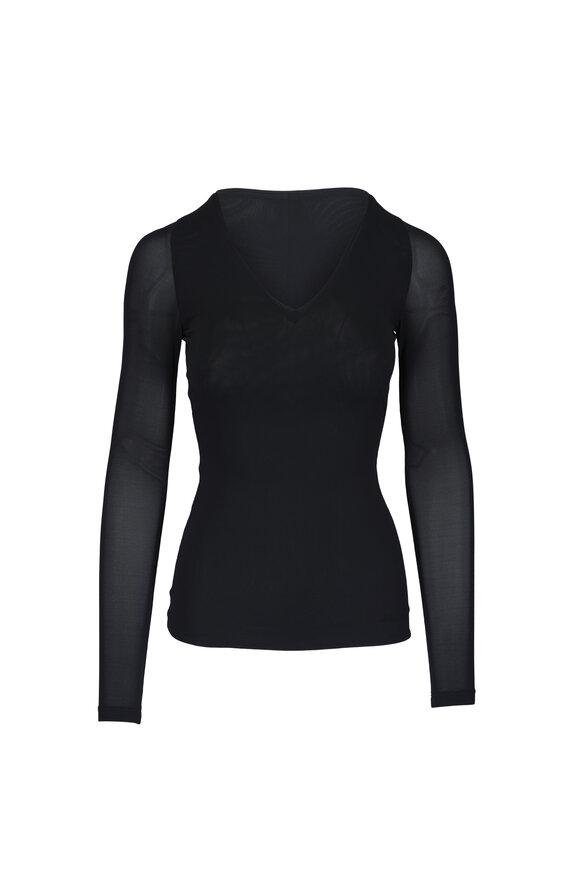 KZ_K Studio Libre Black V-Neck Mesh Top