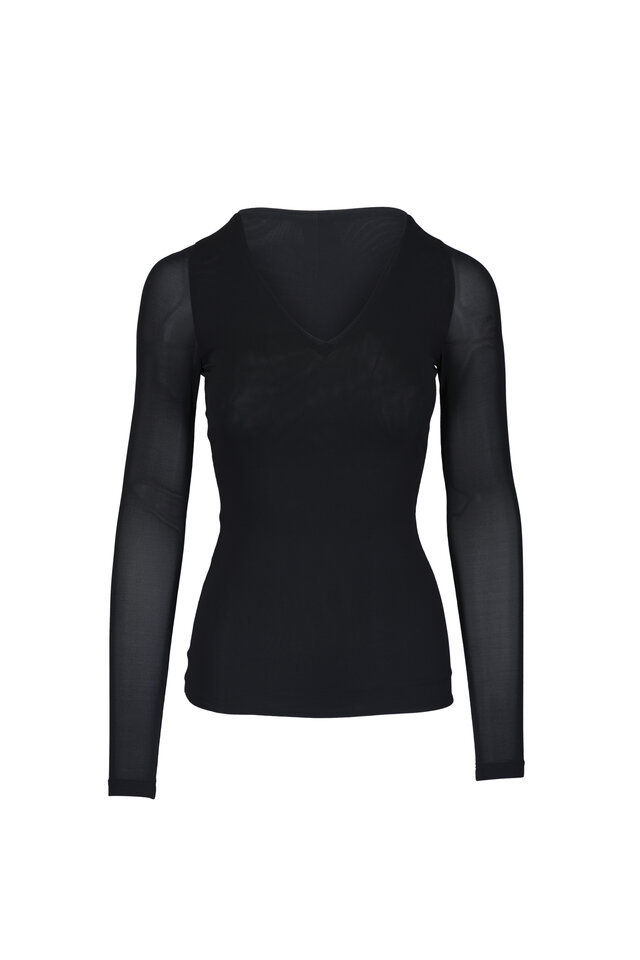 Valentino - Maglia Black Wool & Lace Yoke Sweater