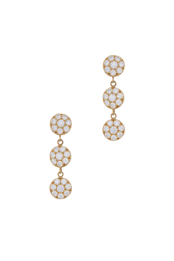 Caroline Ellen - Triple Pavé Disc Drop Earrings