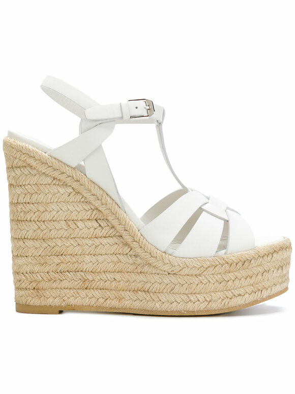 Saint Laurent - Tribute White Leather Platform Espadrille,130mm