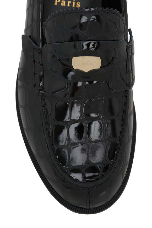 Christian Louboutin - Donna Embossed Croc Black Penny Loafer 