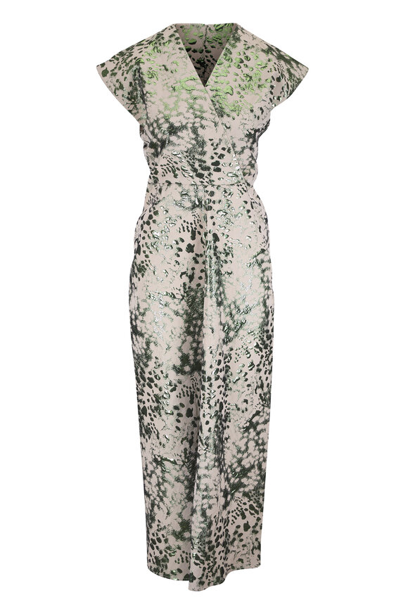 Zero + Maria Cornejo Omi Green Spot Metallic Jacquard Wrap Dress - view 1