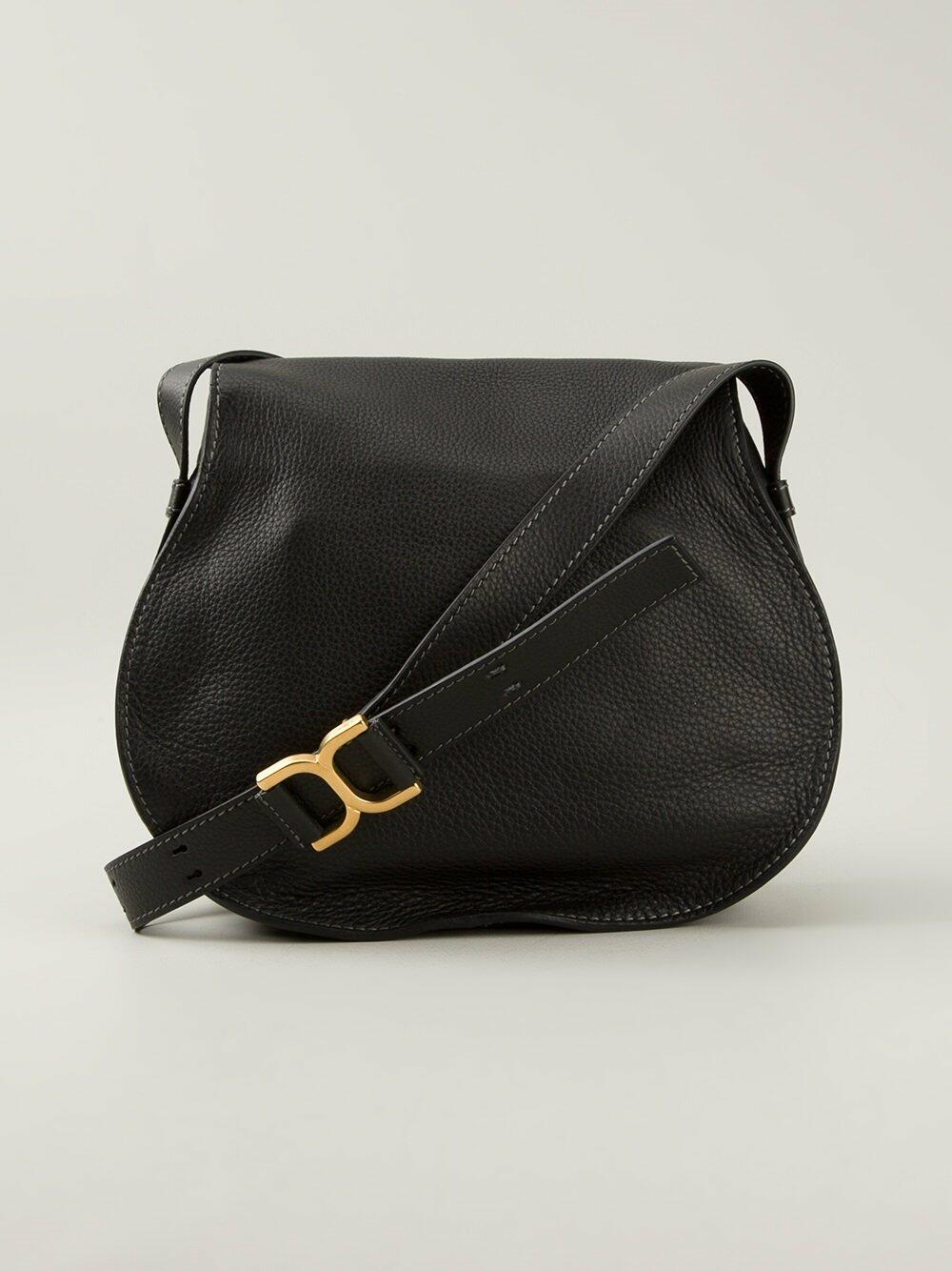 Chloé - Marcie Medium Black Leather Saddle Crossbody Bag