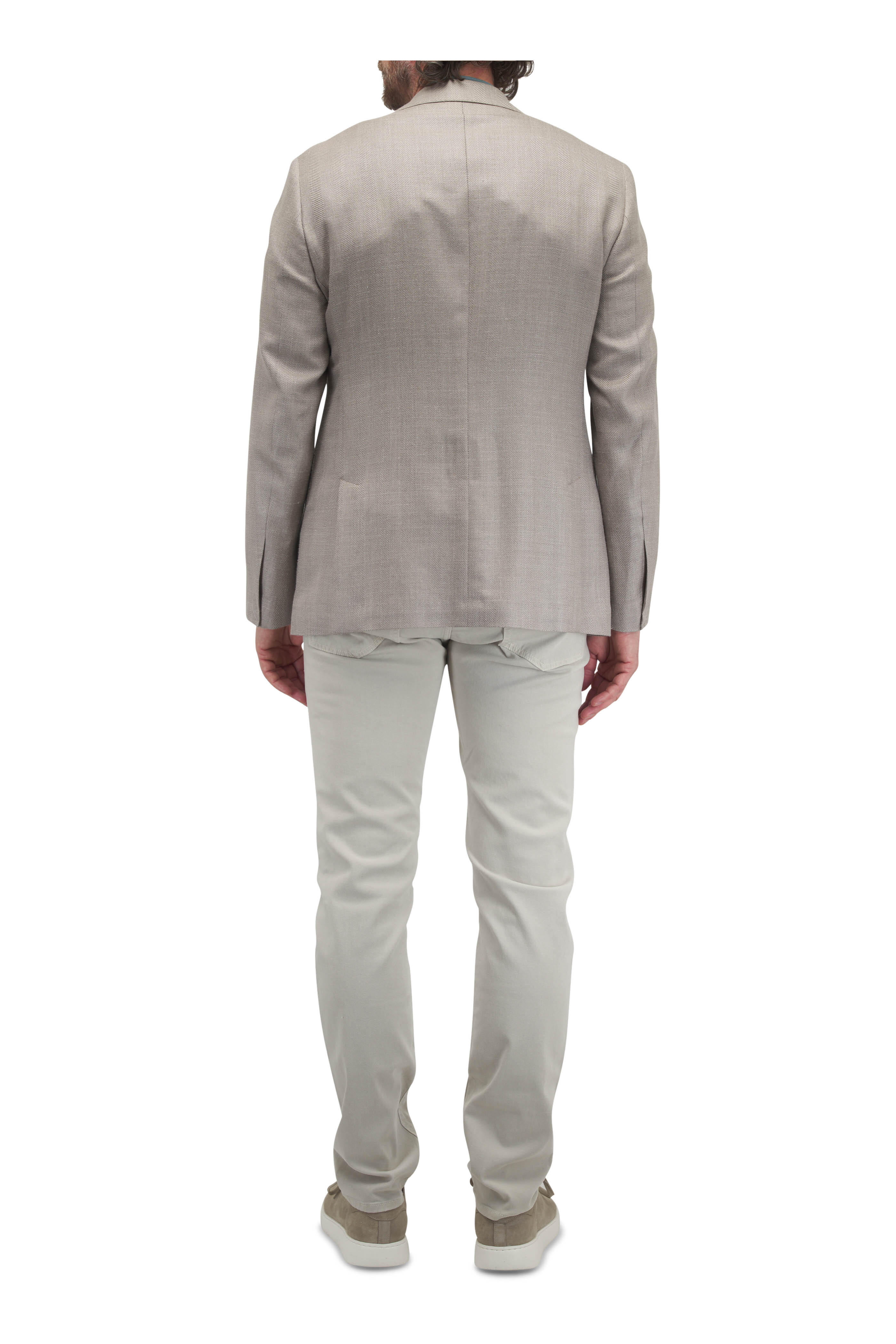 Atelier Munro - Khaki Tonal Plaid Wool, Silk & Linen Sportcoat