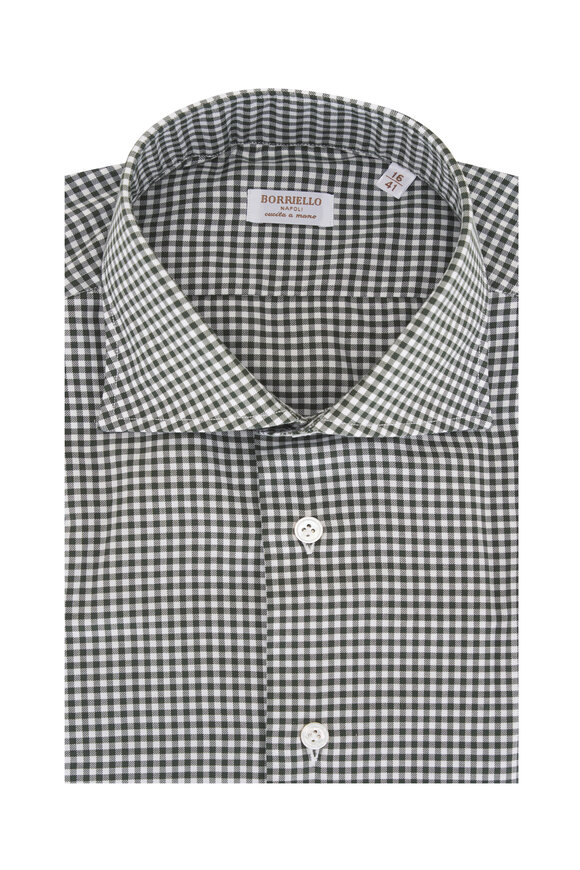 Borriello Green Check Cotton Dress Shirt
