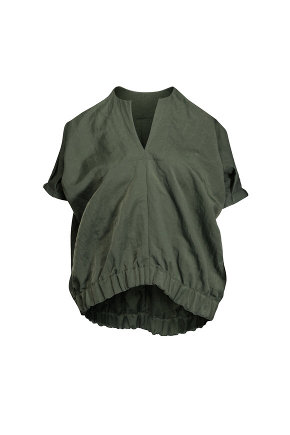 Zero + Maria Cornejo Rae Green Cotton Bomber Blouse - view 1