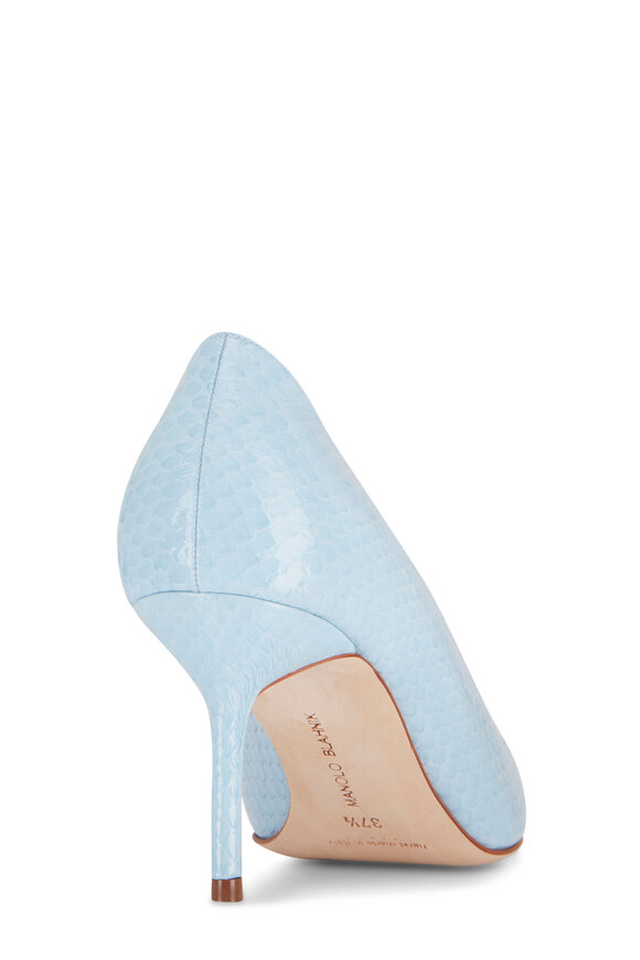 Manolo Blahnik - BB Light Blue Snakeskin Pump, 70mm