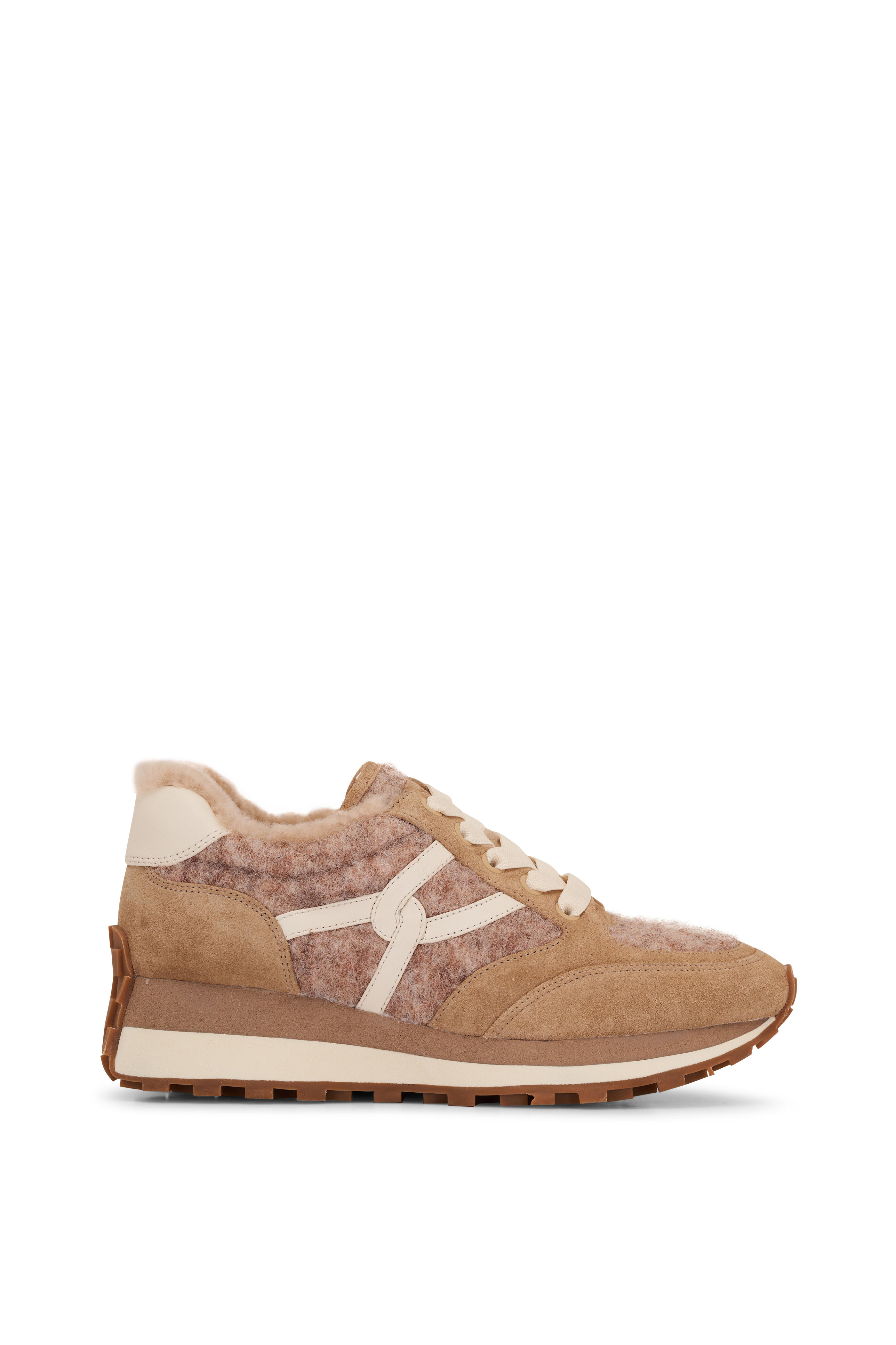 Veronica Beard - Valentina Sand Shearling & Suede Sneaker