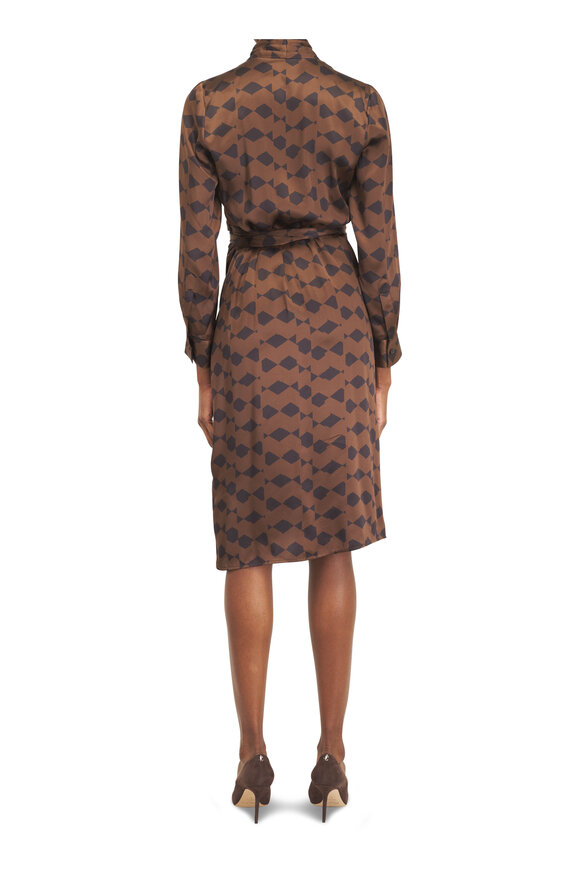 Kiton Black & Brown Print Long Sleeve Wrap Dress - view 4