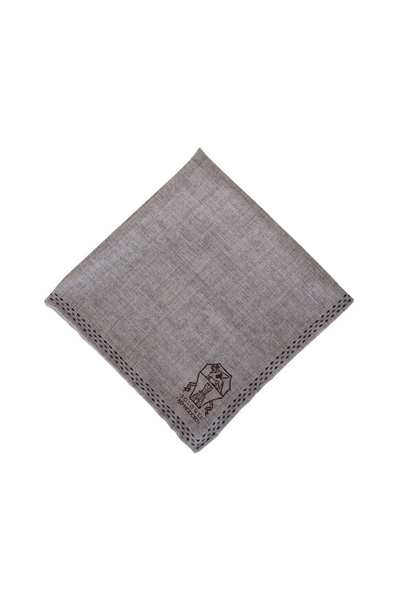 【関税＆送料込み】Brunello Cucinelli Pocket Square Accesso Brunello Cucinelli - Red Logo Print Silk Pocket Square