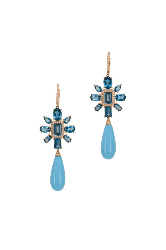 Kai Linz Blue Tourmaline & Turquoise Drop Earrings