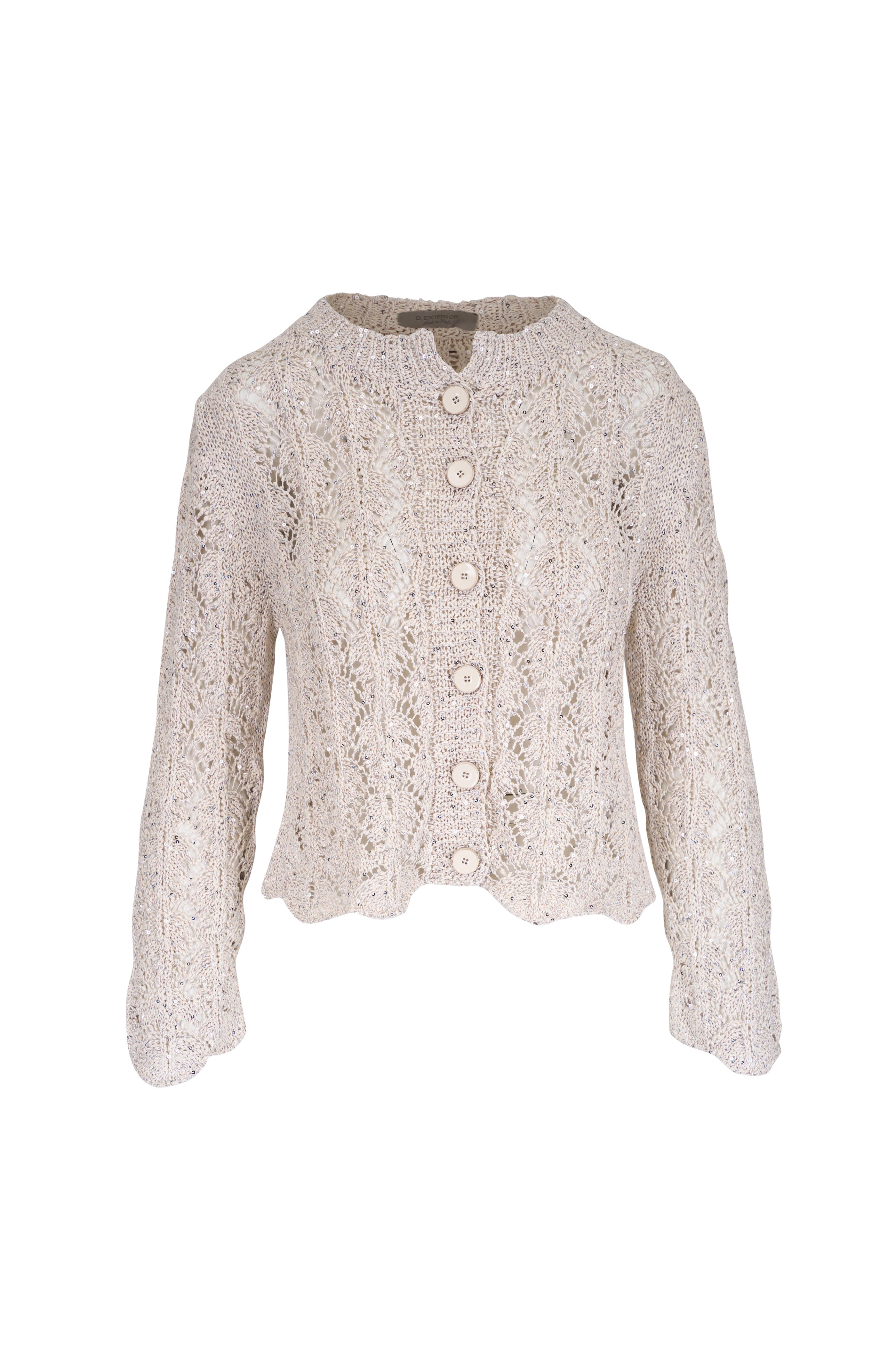 D.Exterior - Crystal Marble Open Knit Cardigan