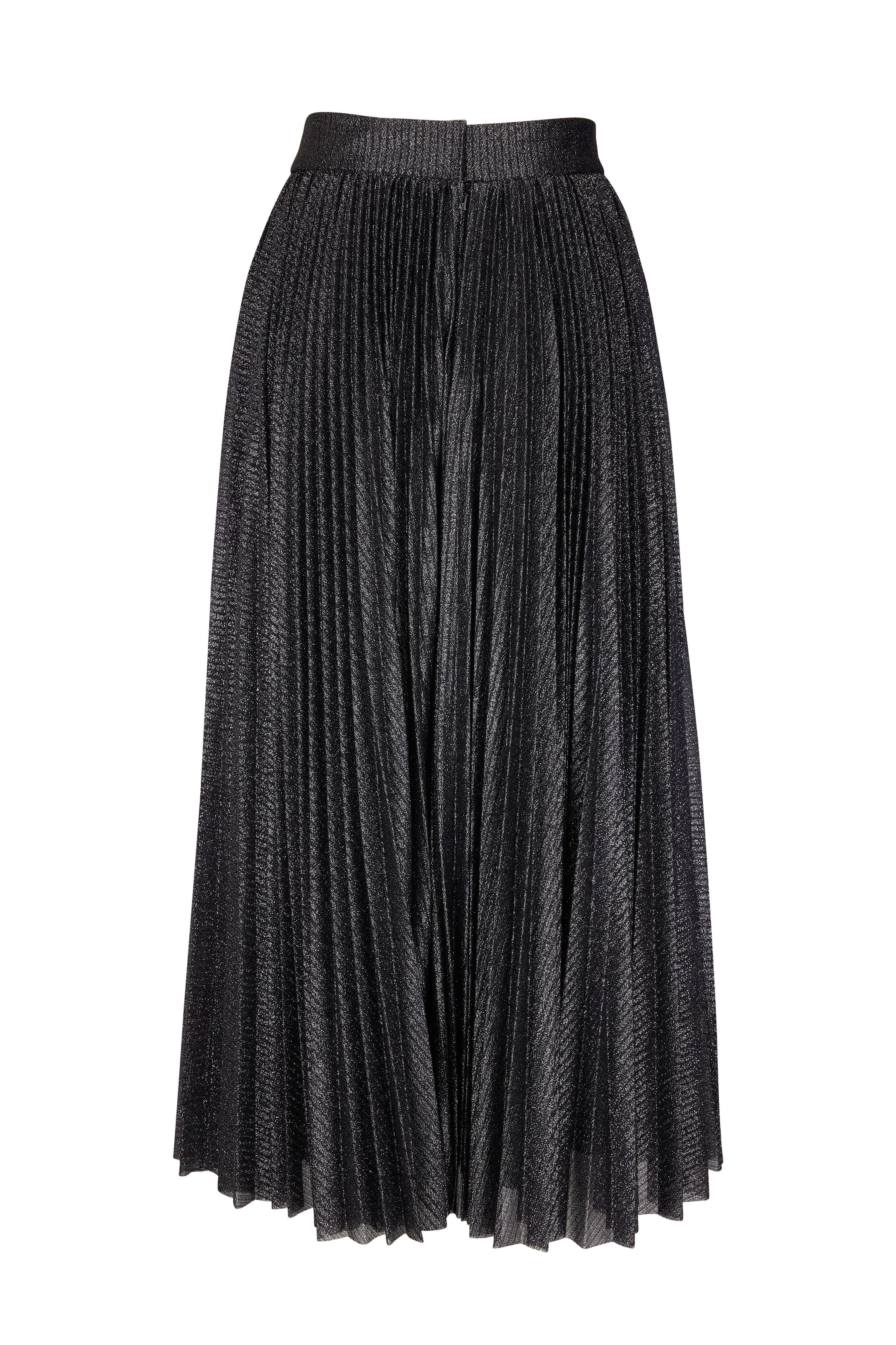 Lela Rose - Black Metallic Pleated Skirt | Mitchell Stores