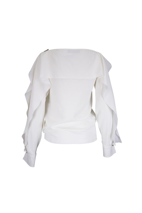 Lanvin White Long Ruffle Sleeve Blouse - view 3