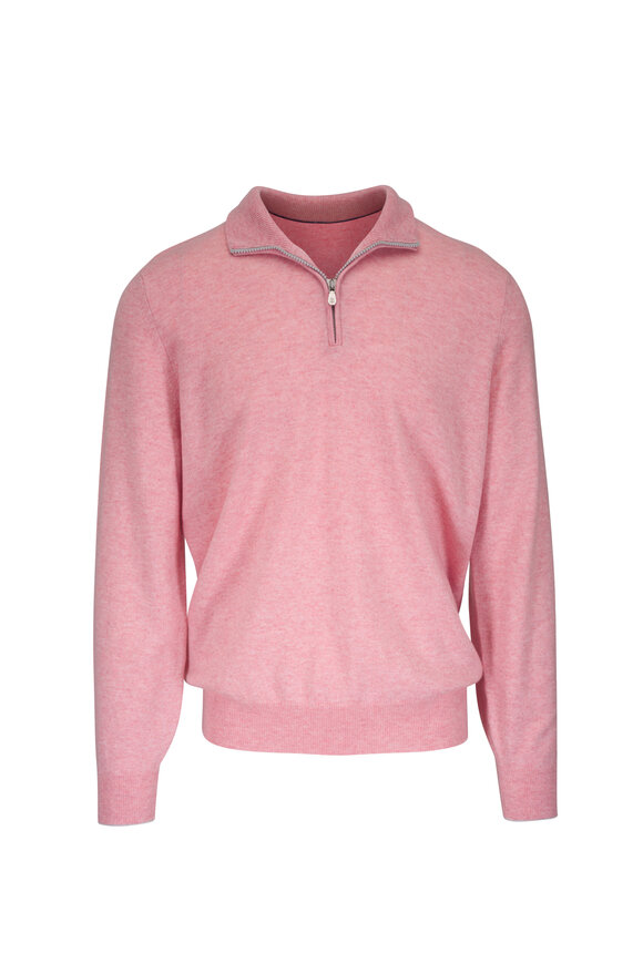 Brunello Cucinelli - Orange Ribbed Full Zip Sweater