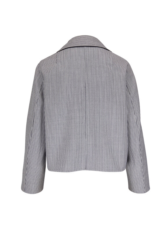 Akris - Navy & Striped Reversible Wool Jacket 