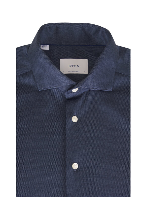 Eton Blue Cotton Sport Shirt - view 1