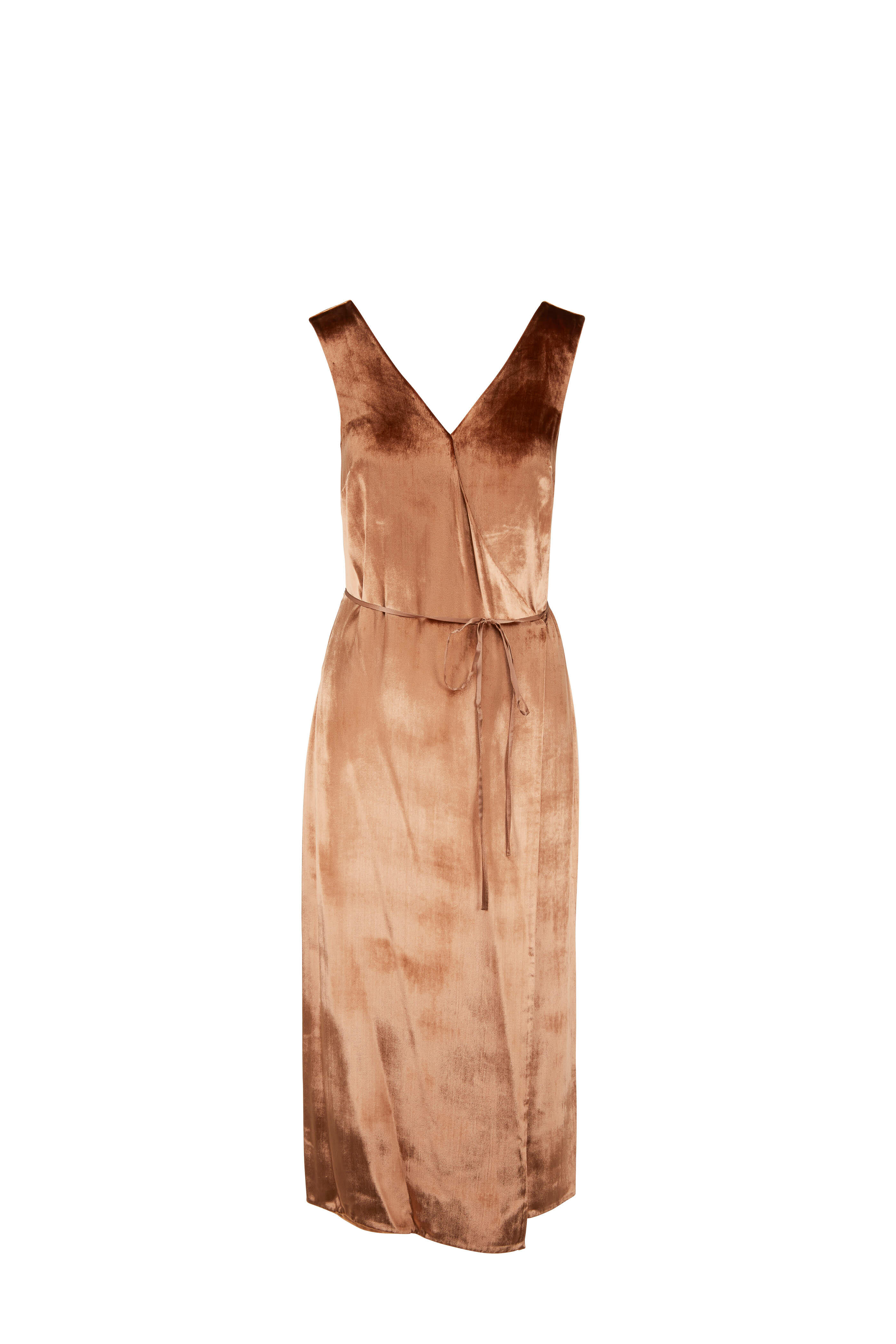 Vince - Panne Rose Gold Sleeveless Wrap Dress
