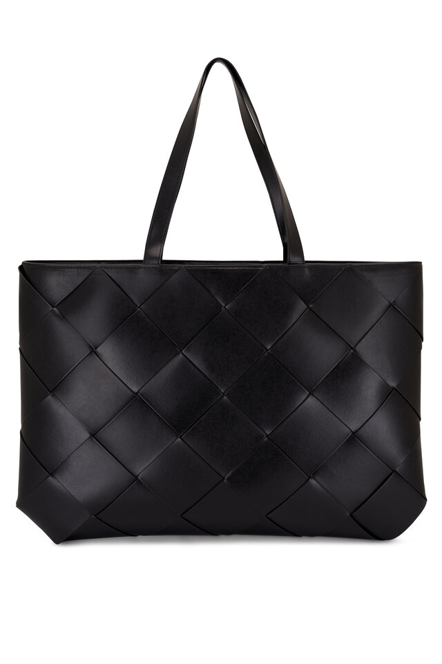 Bottega Veneta Large Black Padded Nylon Leather Tote Bag