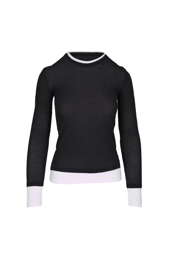 AG Eleni Super Black & Powder Layered Long Sleeve Top