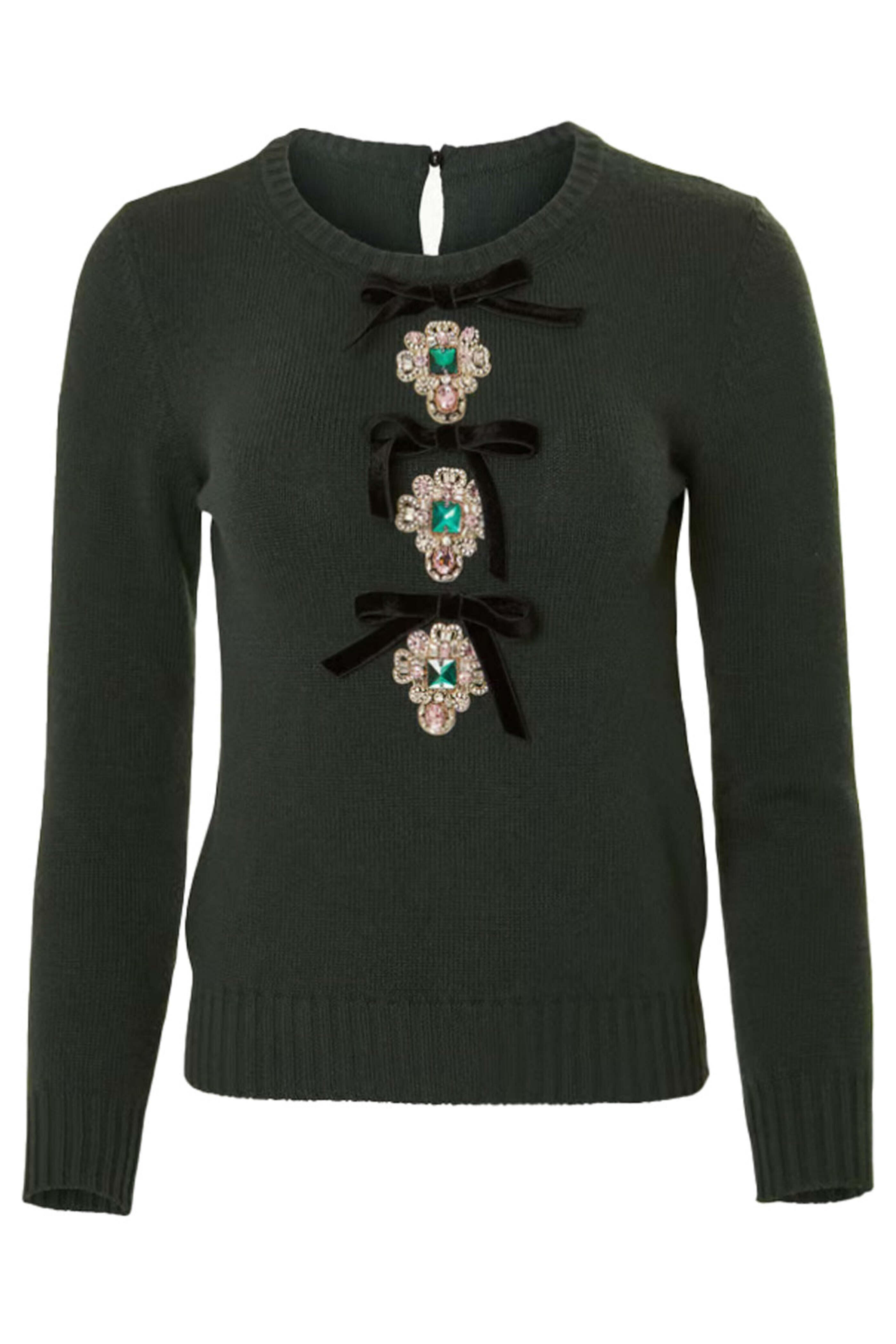 Carolina Herrera - Spruce Embroidered Crewneck Sweater