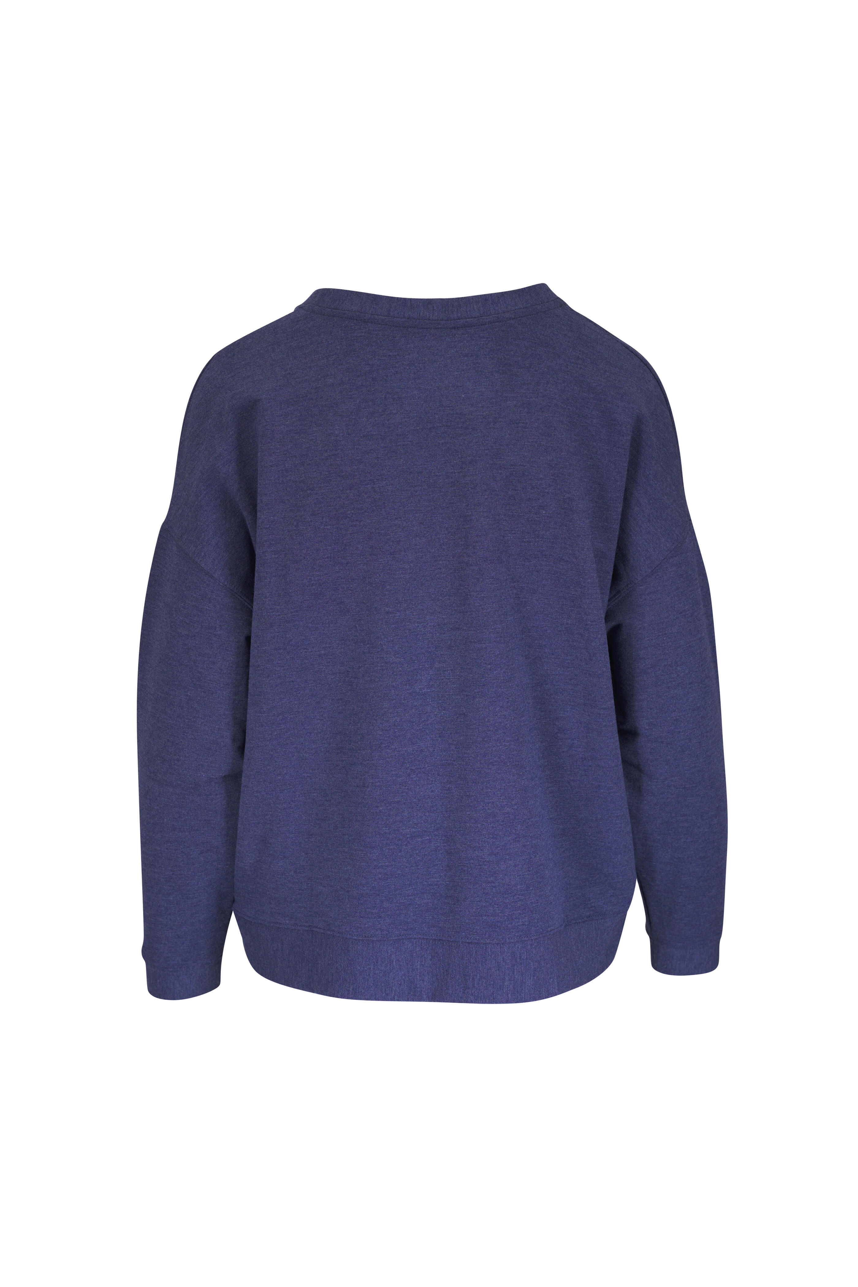 Majestic - Blue Denim French Terry V-Neck Sweater