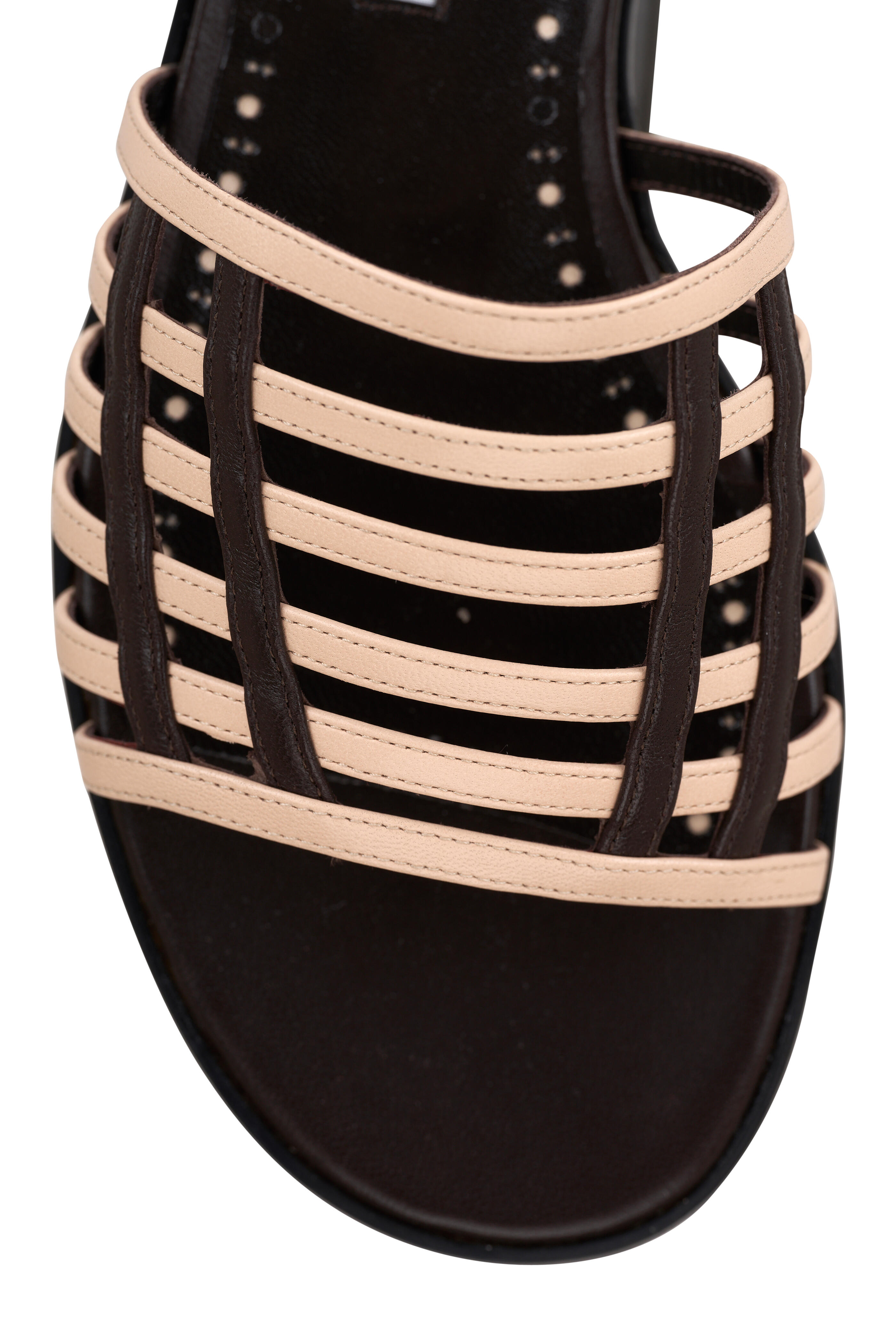 直営店 ‐Manolo Blahnik- SOROMU 10mm サンダル Manolo Blahnik - Soromu Cream & Dark Brown Sandal, 10mm