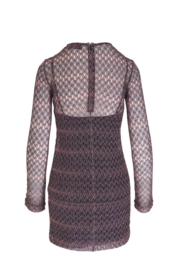 Missoni - Lace Lamé Bronze Metallic Mini Dress 