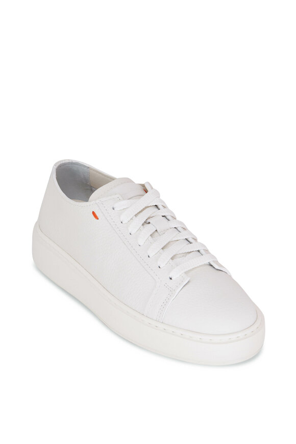Santoni Anginal White Leather Sneaker
