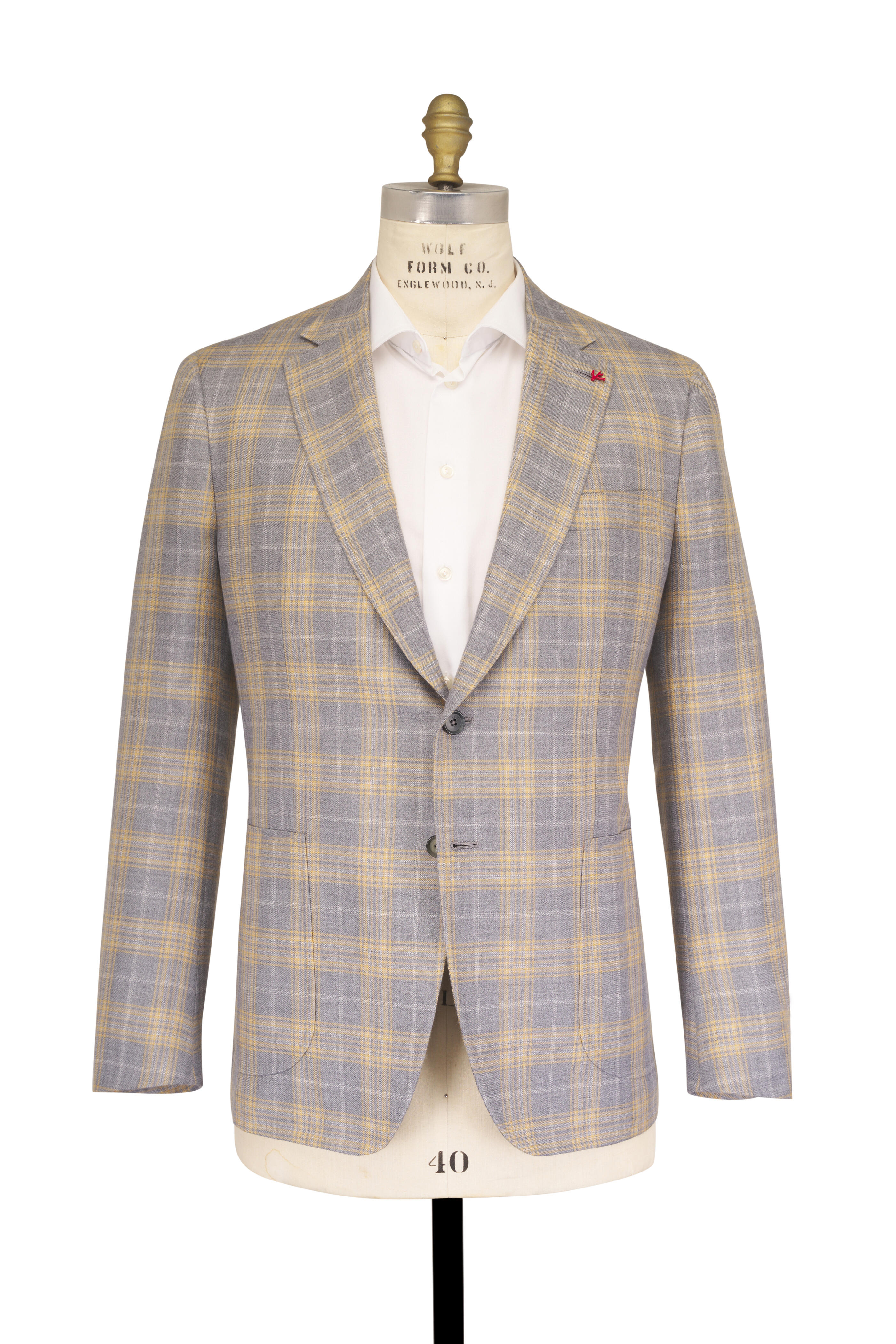 Isaia - Gray & Yellow Plaid Cashmere & Silk Sportcoat - view 2