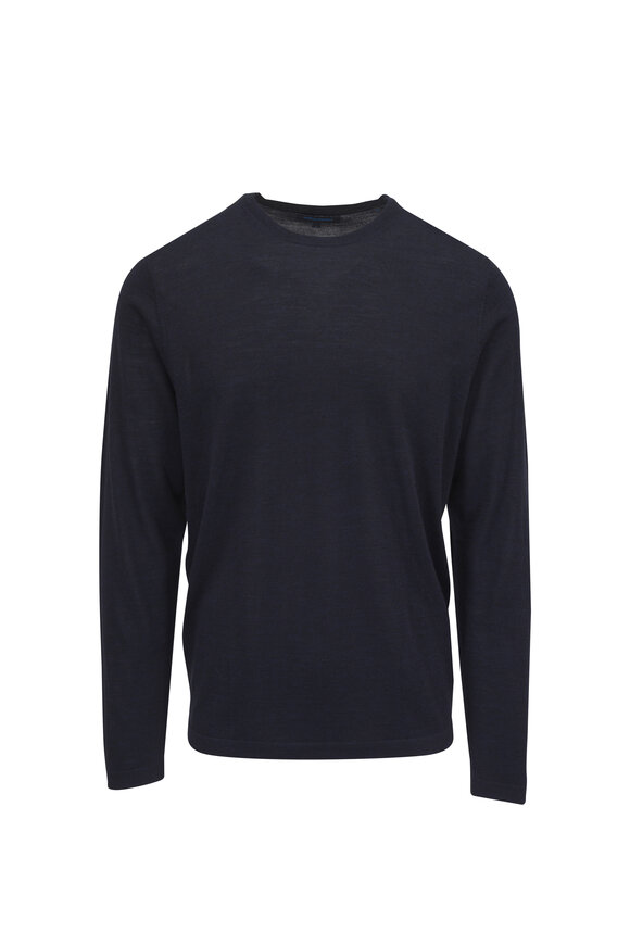Patrick Assaraf Mammoth Blue Wool Crewneck Sweater