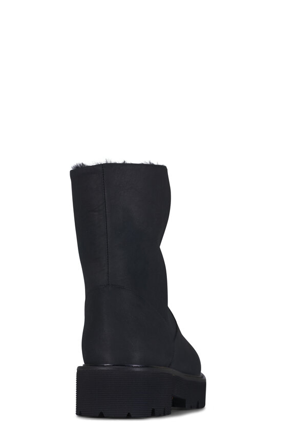 Aquatalia Eloise Black Nubuck Suede Shearling Lined Bootie - view 3