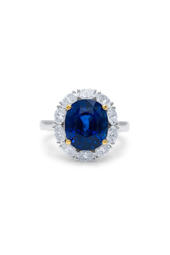 Diana M Jewels Platinum Oval Sapphire & Diamond Ring - view 1