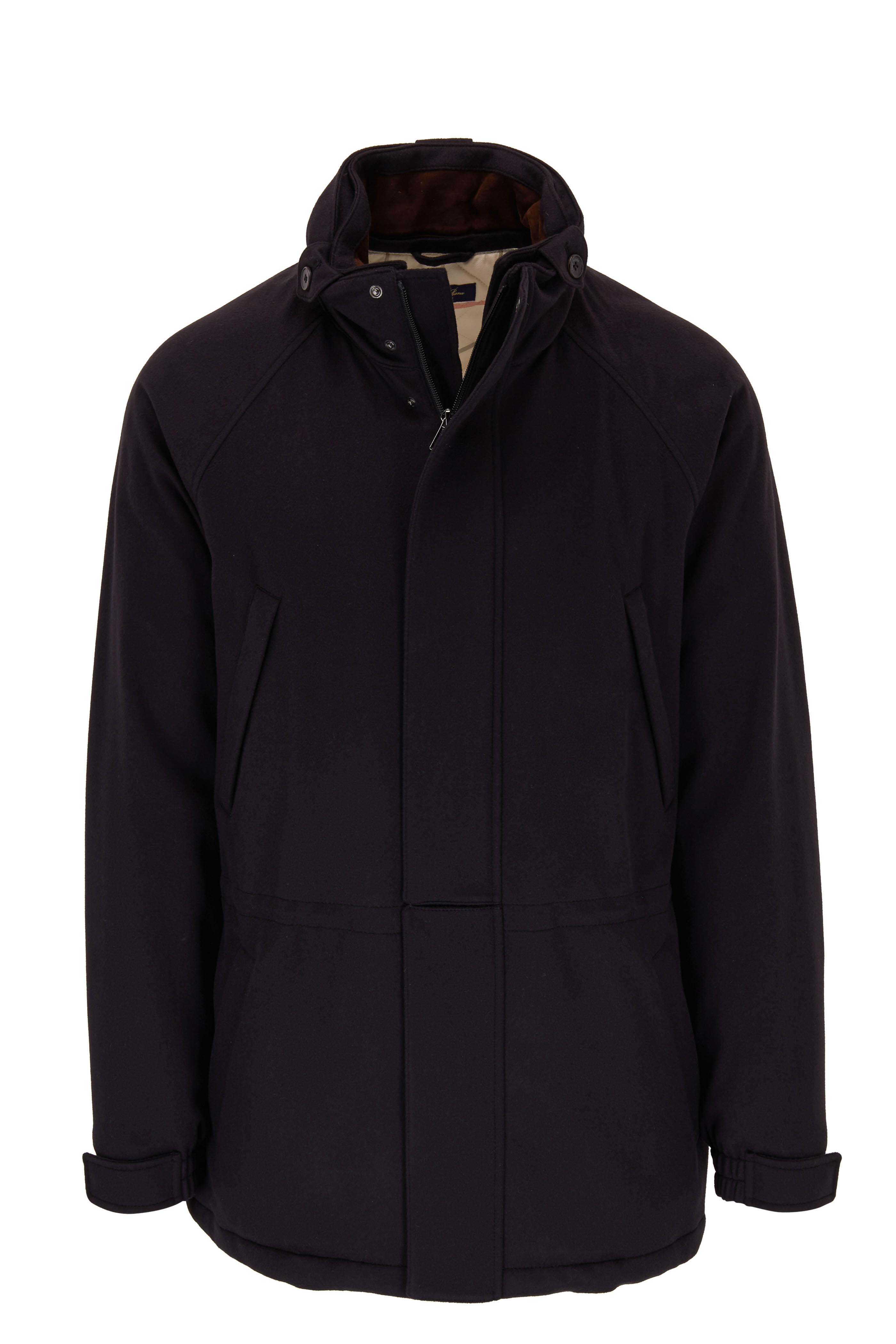 コート LORO PIANA COATS CHALK/BLACK Loro Piana - Icer Charcoal Cashmere Hide-Away Hooded Coat