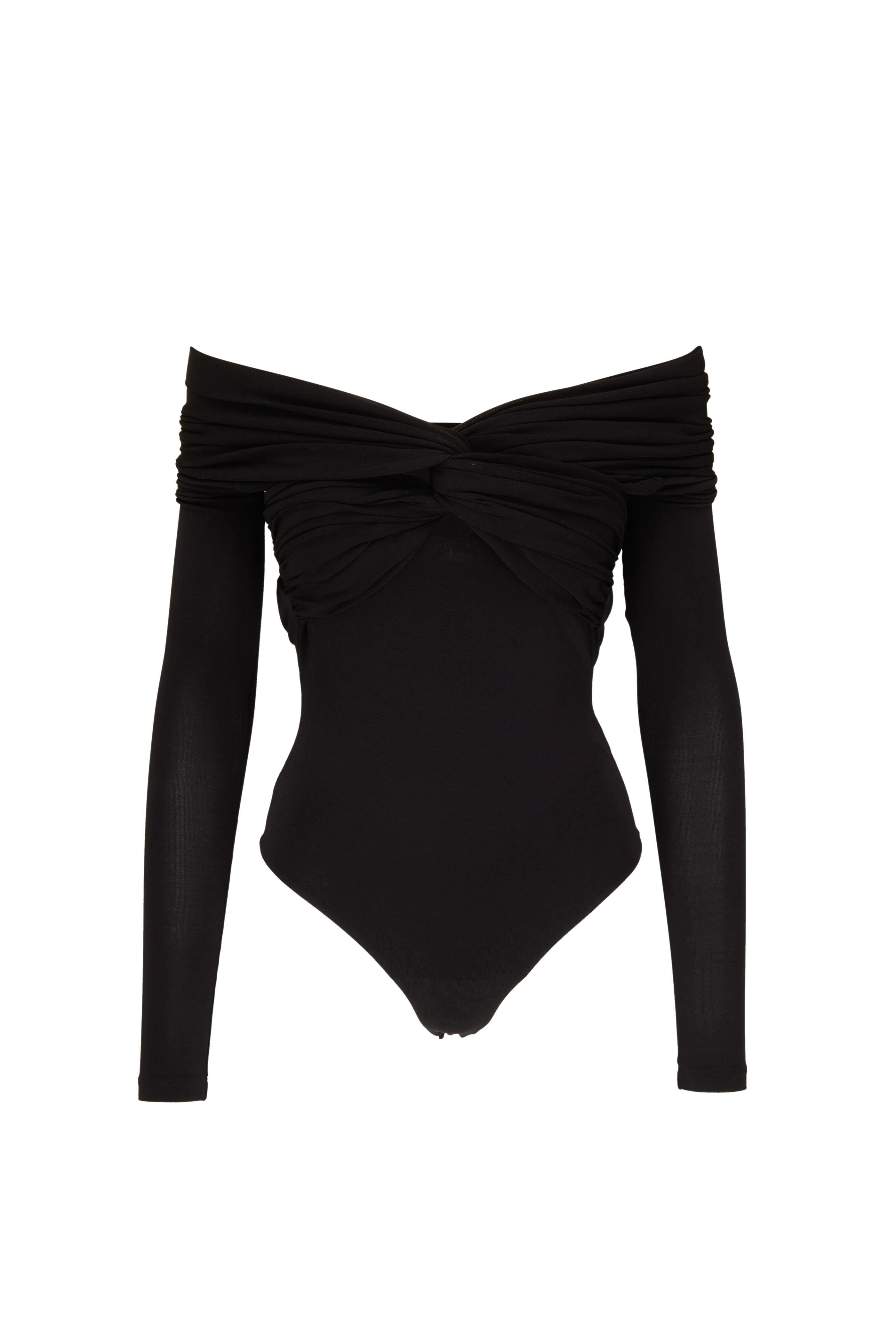 Khaite - Cibo Black Off-The-Shoulder Bodysuit | Mitchell Stores