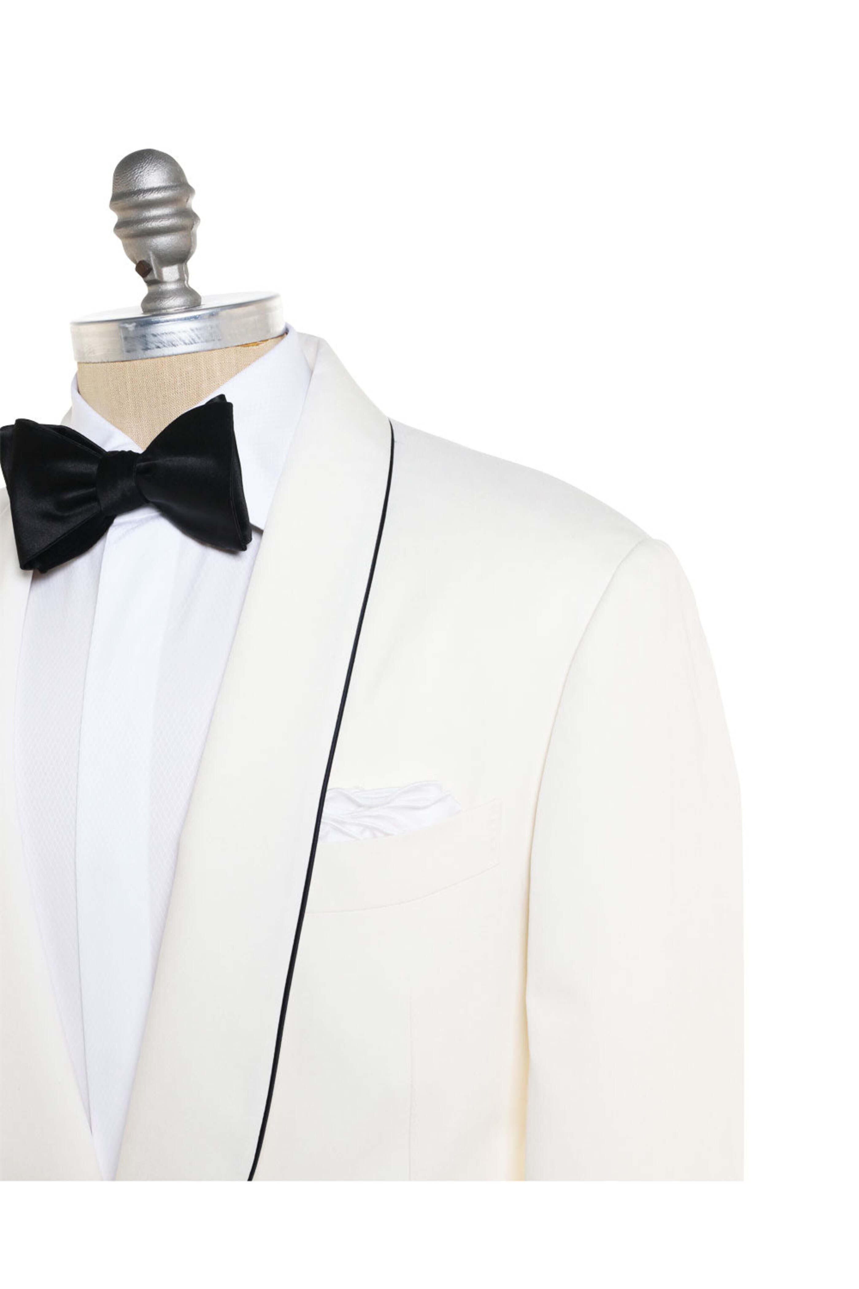 Brunello Cucinelli - Off White and Black Trimmed Silk Dinner Jacket