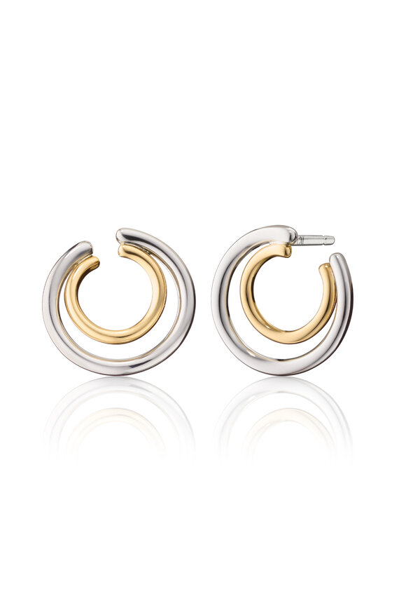 Monica Rich Kosann 18k Yellow Gold Two Tone Double Galaxy Hoops