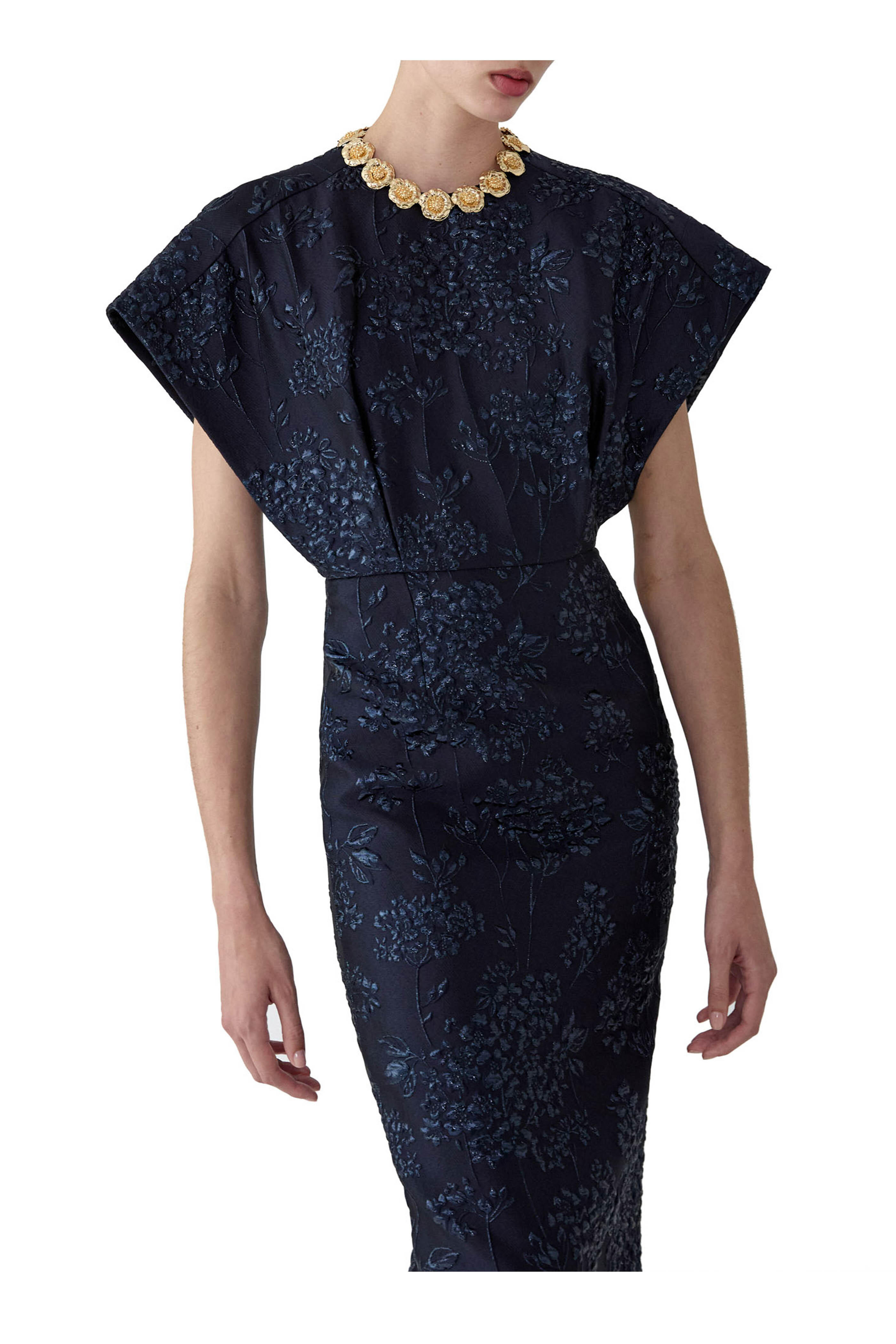 Carolina Herrera - Black Floral Bouquet Lurex Jacquard Gown - view 4