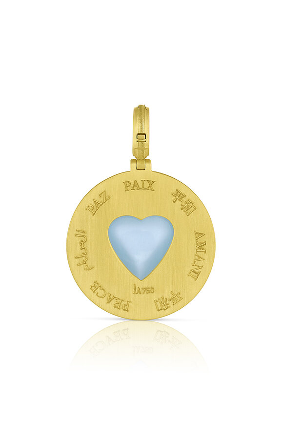 Leigh Maxwell 18k Yellow Gold Amani Pave Disk Cabochon Pendant - view 2