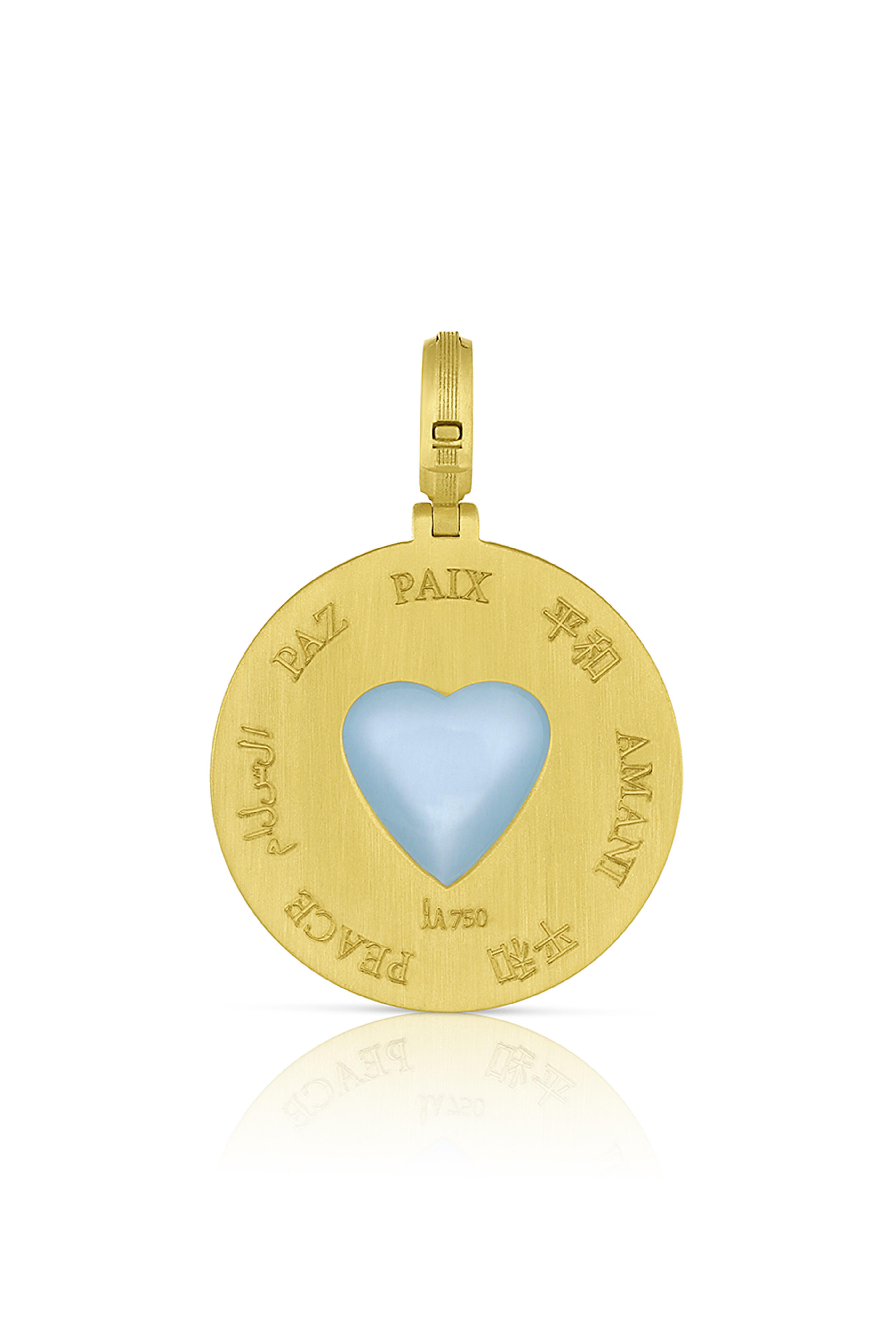 Leigh Maxwell - 18k Yellow Gold Amani Pave Disk Cabochon Pendant - view 2