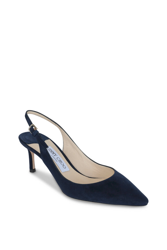 Jimmy Choo - Erin Navy Blue Suede Slingback, 60mm