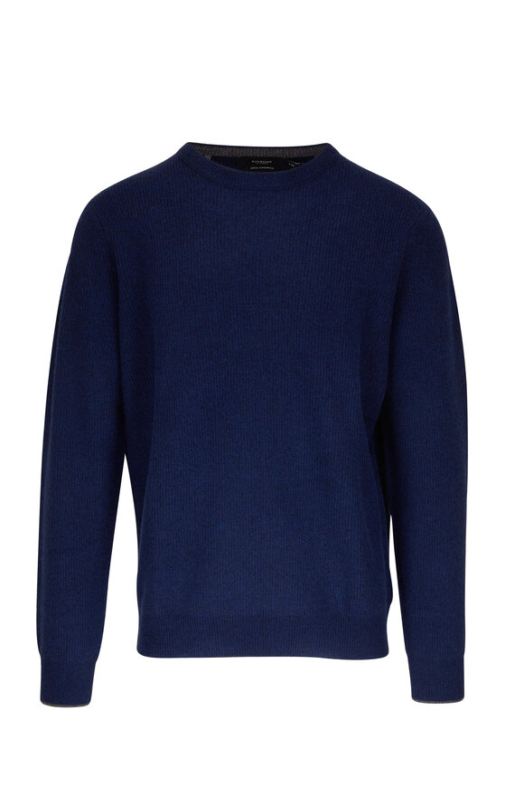 Kinross - Navy Rib Tipped Crewneck Sweater