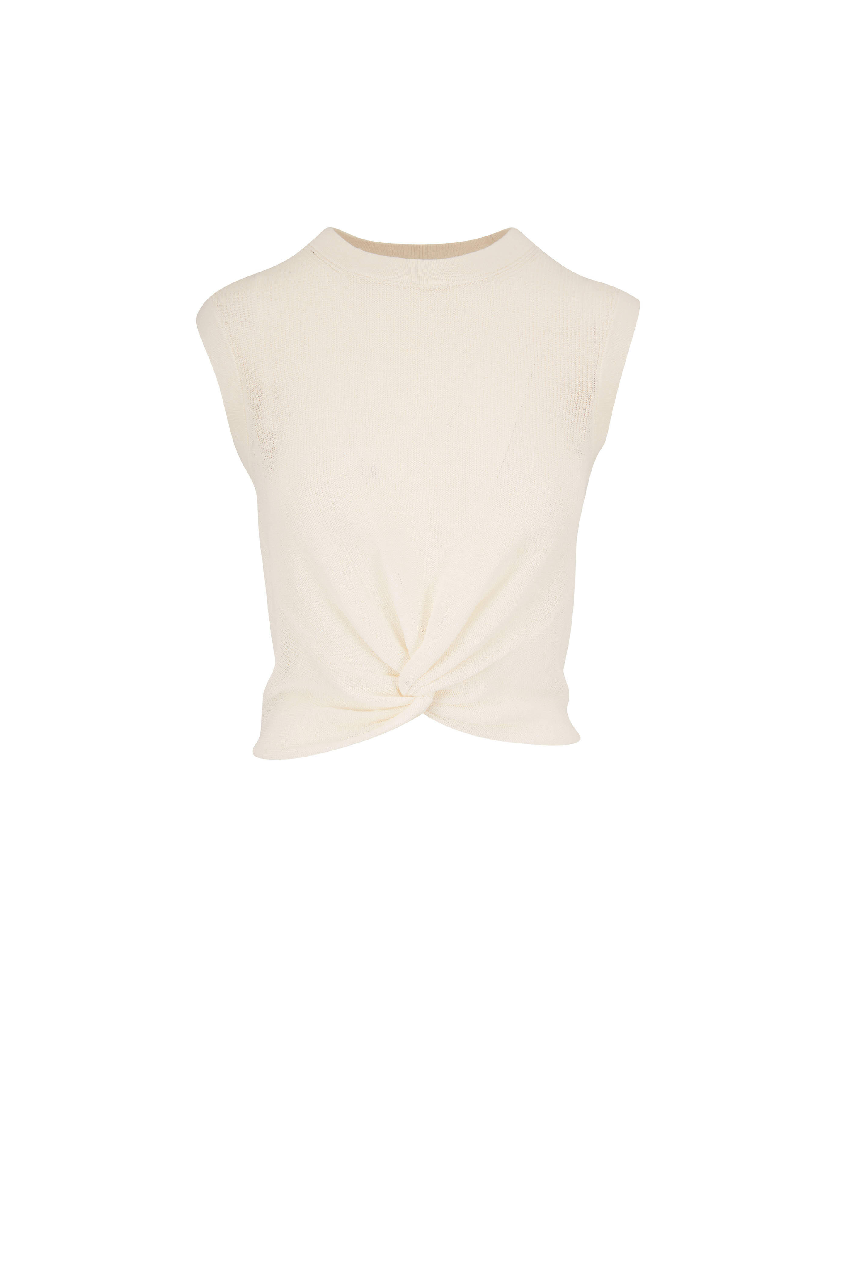 Veronica Beard - Kellen Ivory Front Knot Sleeveless Sweater