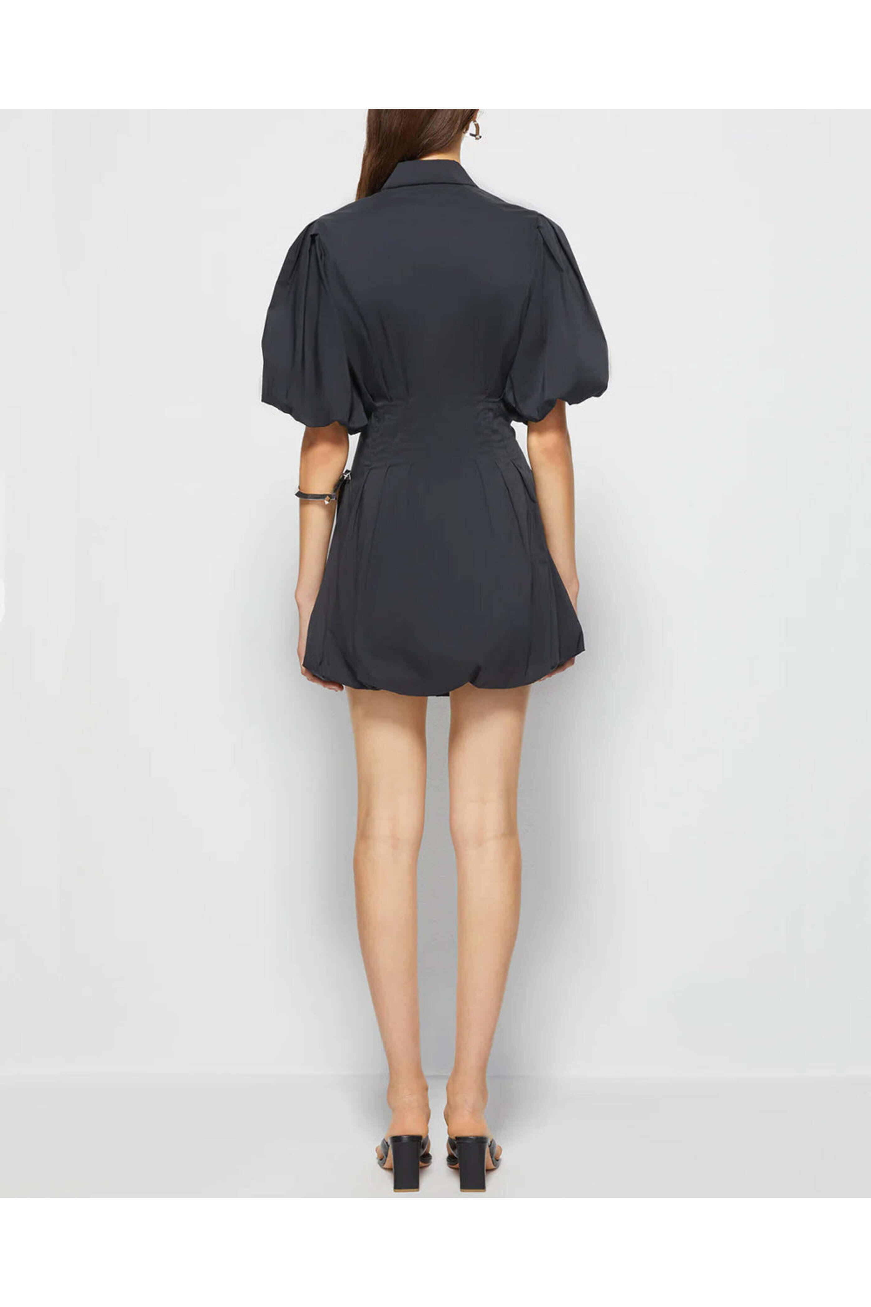 Simkhai - Black Cleo Pleated Poplin Balloon Minidress