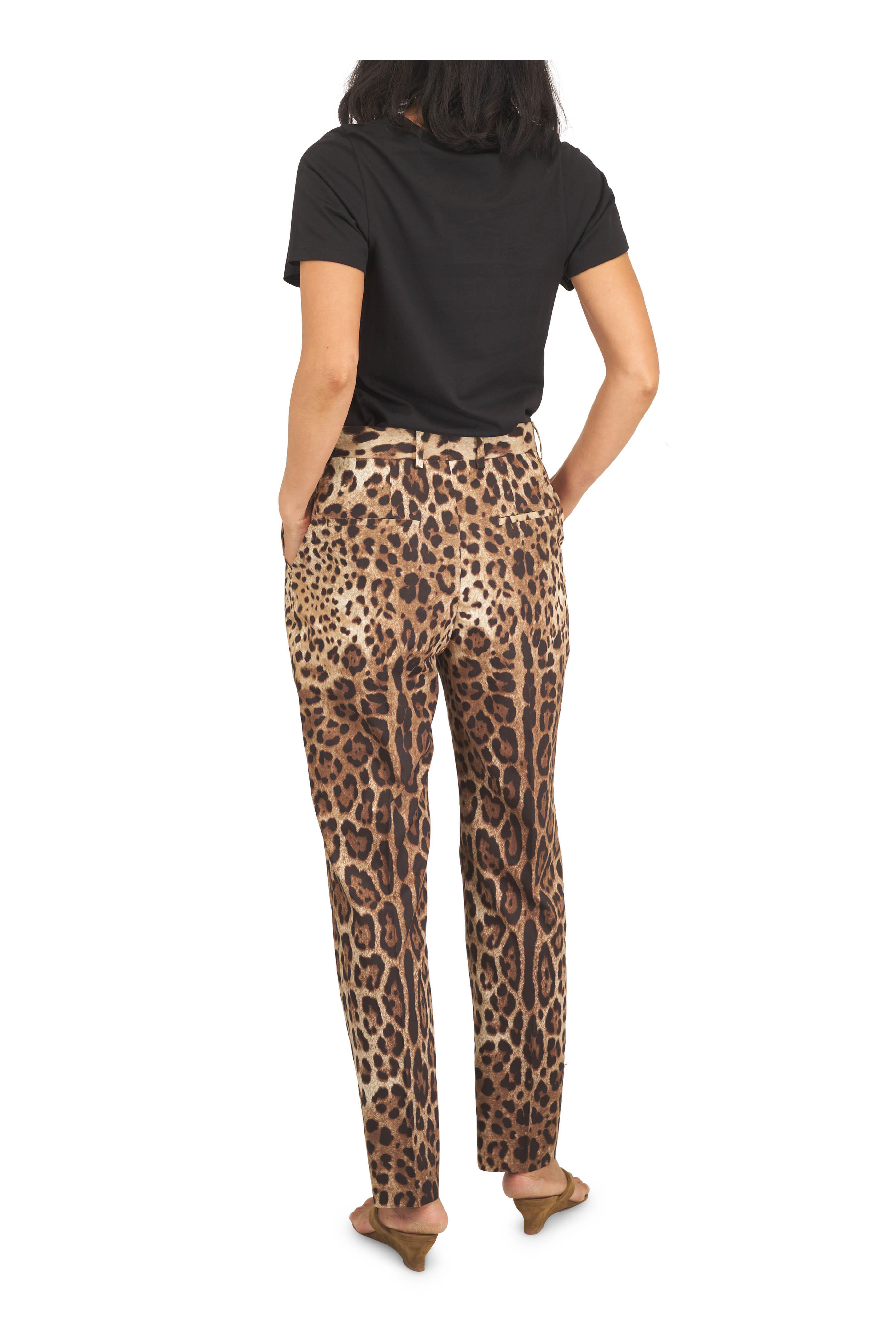 Dolce & Gabbana - Animal Print Cotton Poplin Straight Leg Pant - view 4