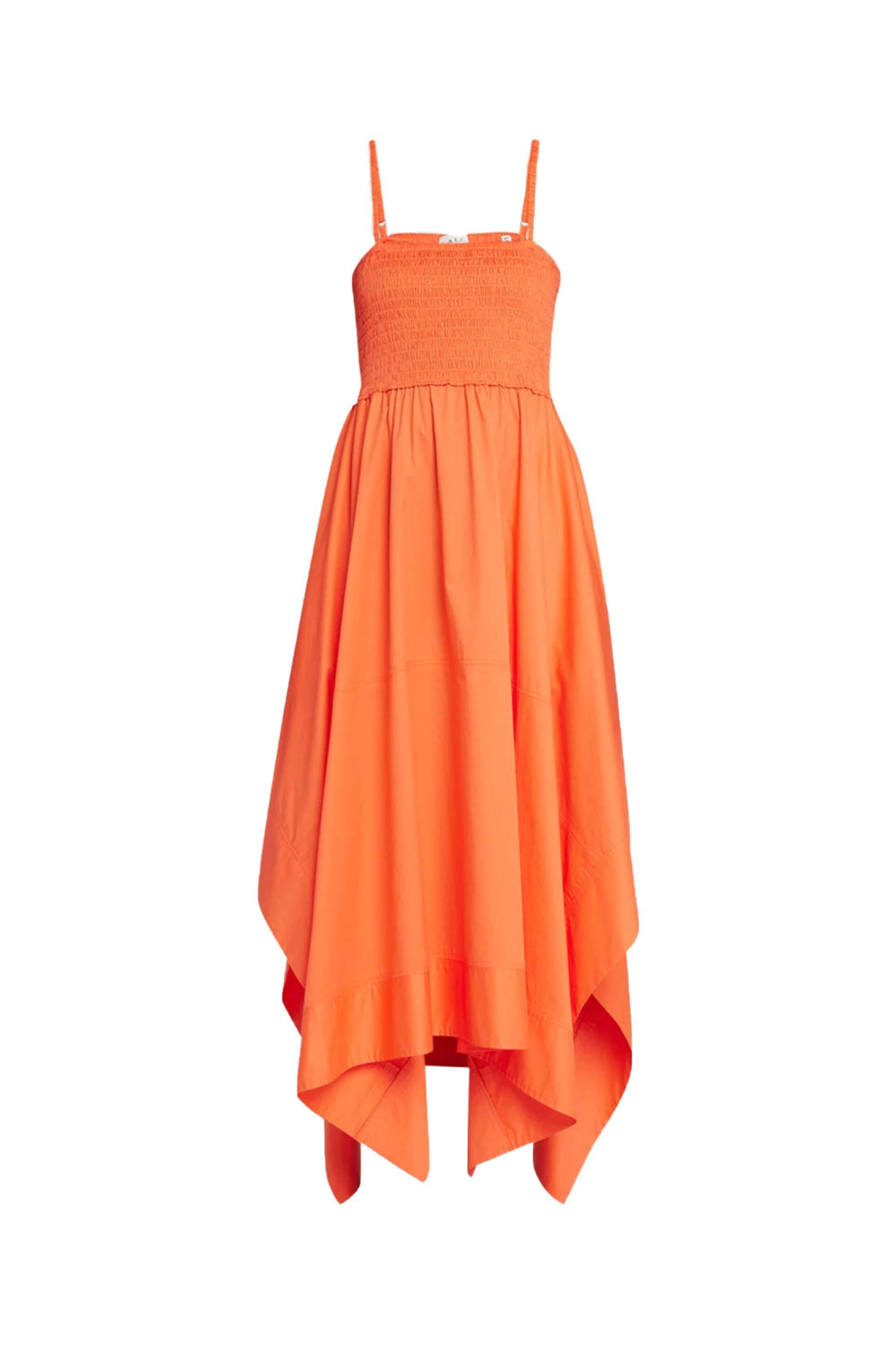 A.L.C. - Spiced Coral Adriana Smocked Midi Dress