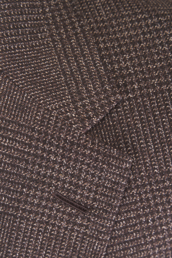 Zegna Brown & Beige Plaid Silk & Cashmere Sportcoat - view 3