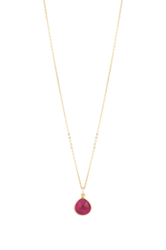 Cristina V. Ruby Briolette Simple Chain Necklace - view 1